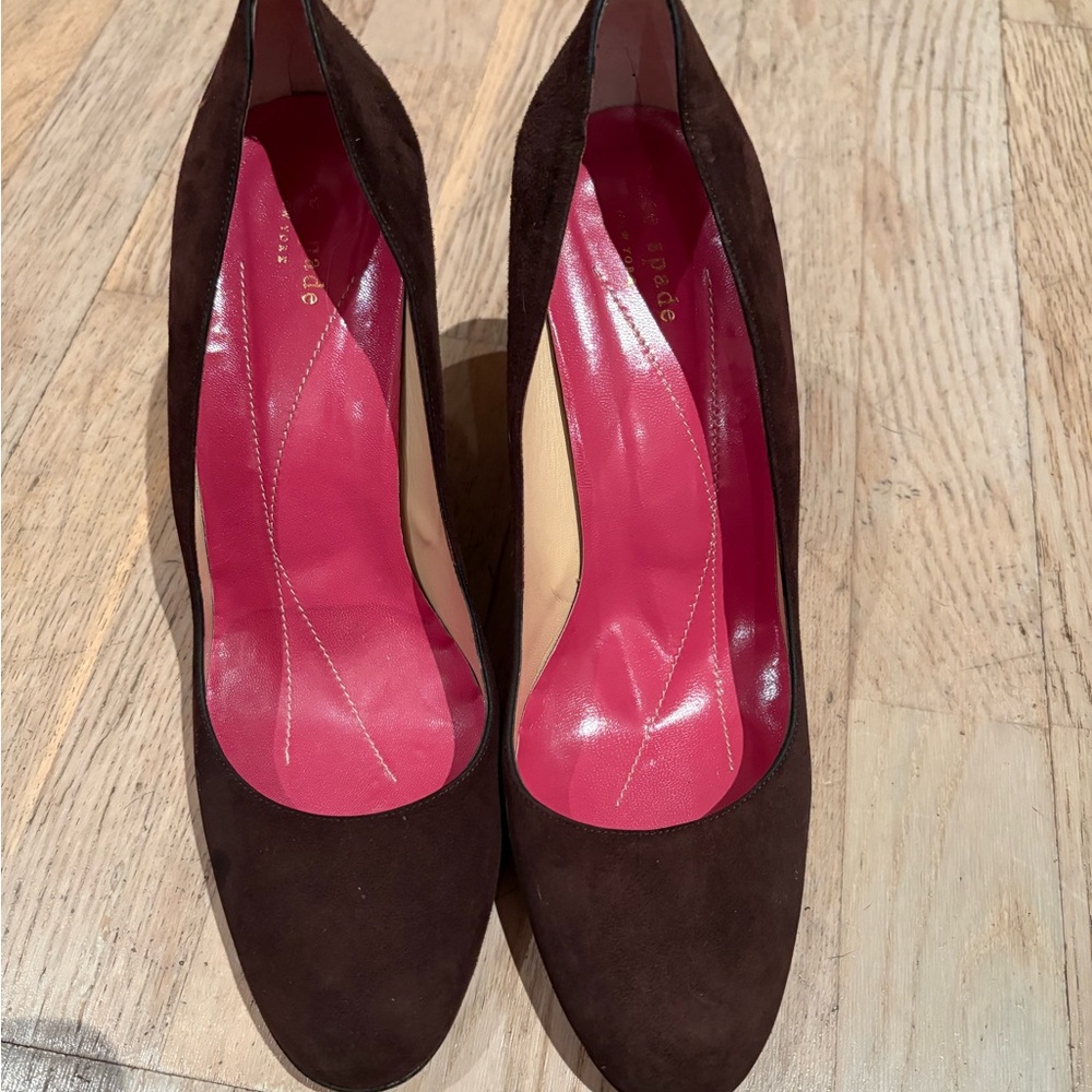 Kate Spade Dark Brown Suede Wedge Heels